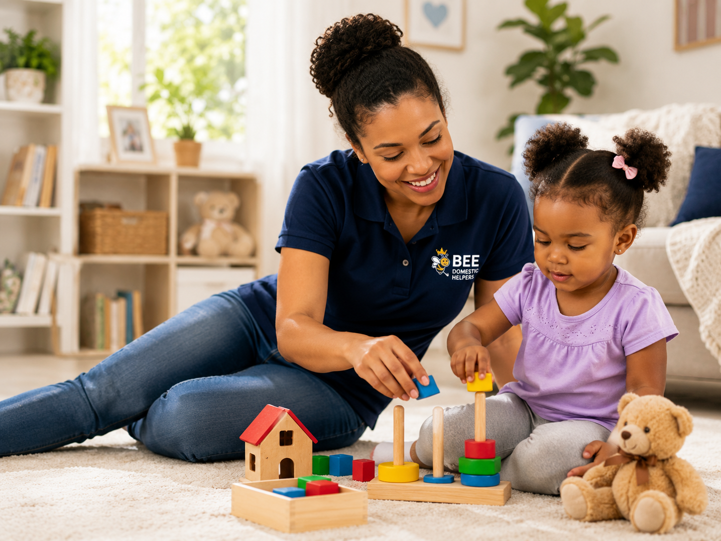 Au pair caring for a baby