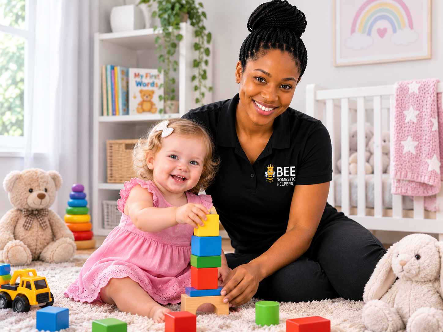 Babysitter supervising a child